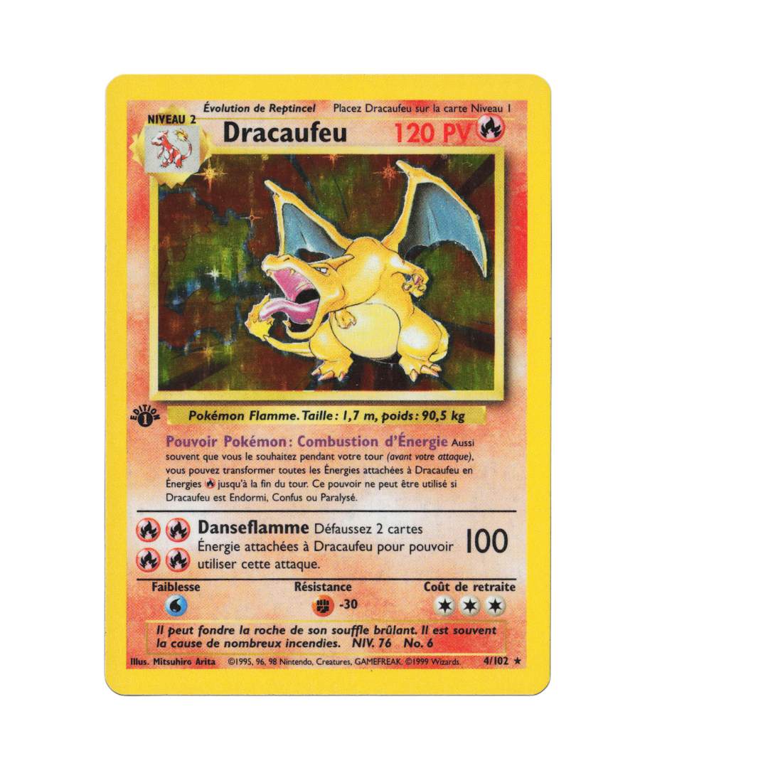Carte Dracaufeu Set de Base 4/102 Holographique Pokemon Vintage